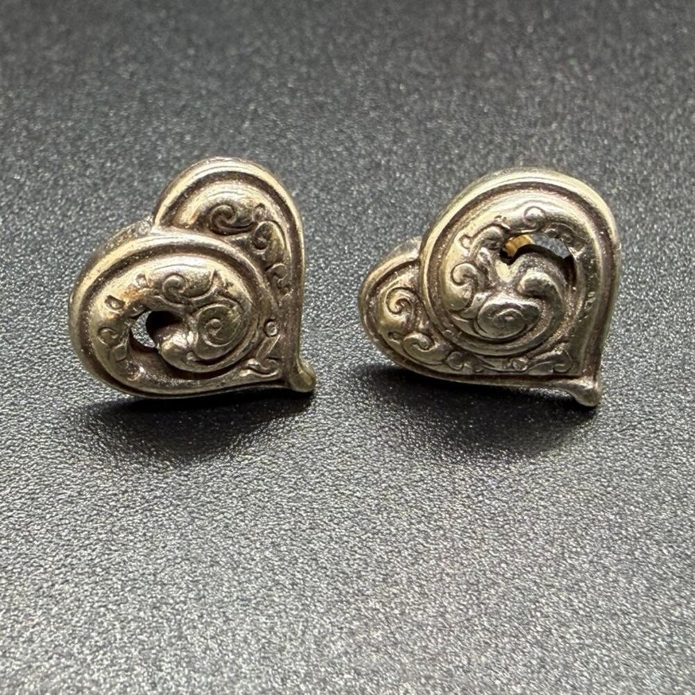 BRIGHTON PENELOPE Heart Silver Heart Earrings RETIRED RARE
